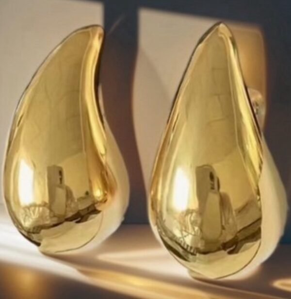 Conjunto aretes y cadena gota de agua - Dorado - Image 2