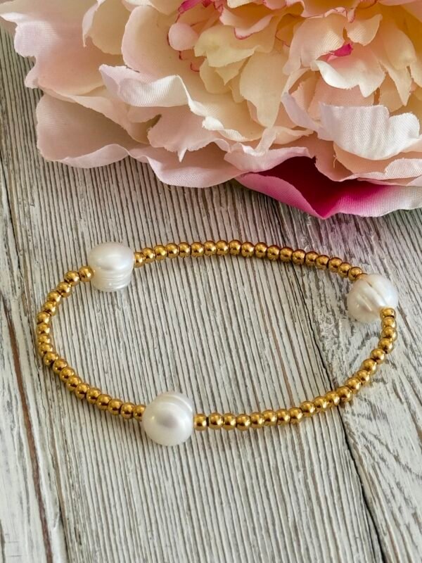 Pulsera Perlas Elegante Dorada